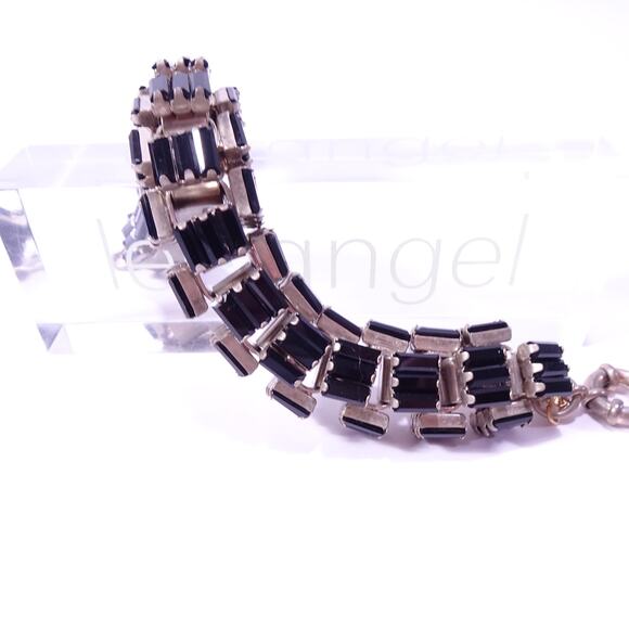 Neiman Marcus Lee Angel Women's Onyx Black Crystal Box Link Bracelet NWT 250 - Picture 8 of 16